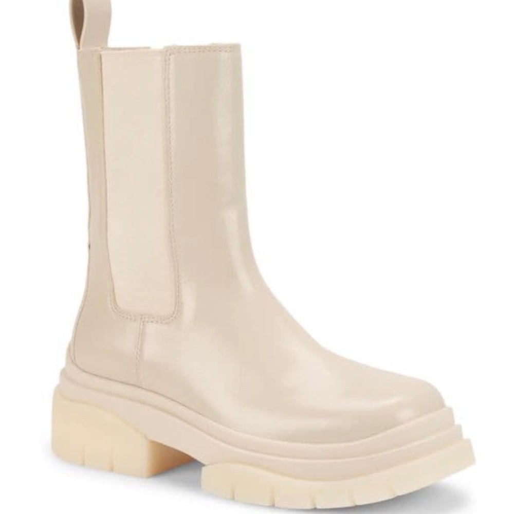 Ash leather platform Chelsea boots off-white cream 37